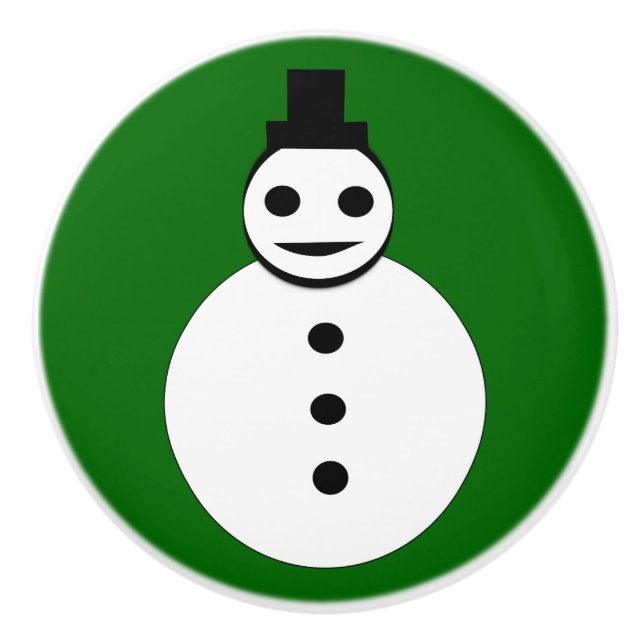 Smiling Christmas Snowman Ceramic Knob (Front)