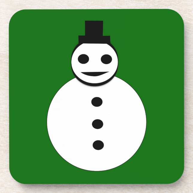Smiling Christmas Snowman Cork Coaster (Front)