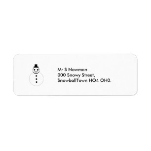 Smiling Christmas Snowman Custom Address Labels