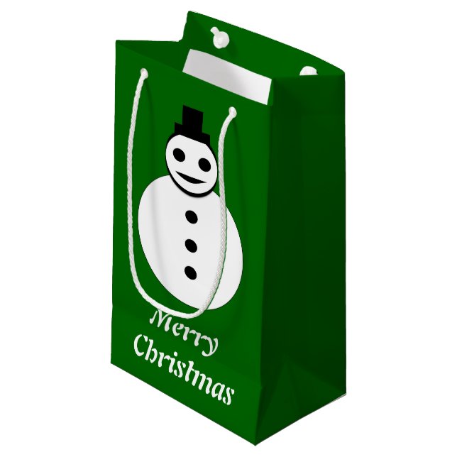 Smiling Christmas Snowman Custom Gift Bag (Front Angled)