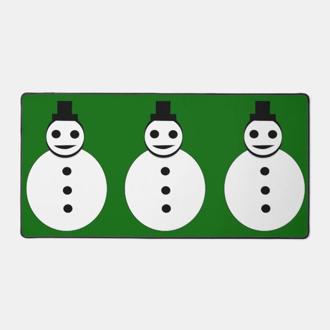 Smiling Christmas Snowman Desk Mat (Front)