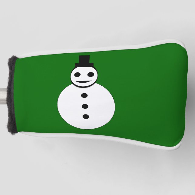 Smiling Christmas Snowman Golf Putter Cover (Front)