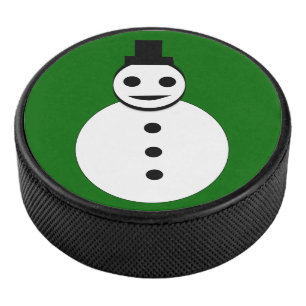 Smiling Christmas Snowman Hockey Puck