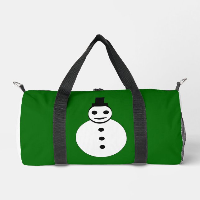 Smiling Christmas Snowman Patterned Duffle Bag (Front)