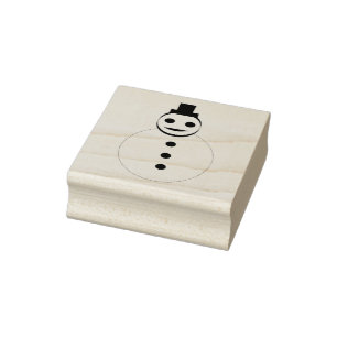 Smiling Christmas Snowman Wood Art Stamp