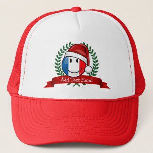 Smiling Christmas Style France Flag Trucker Hat
