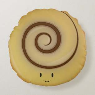 Smiling Cinnamon Roll Above   Round Pillow