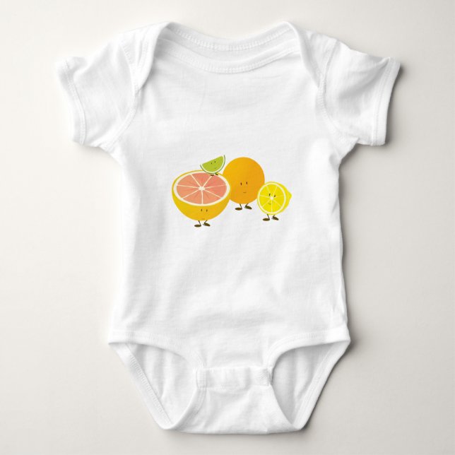 Smiling citrus group baby bodysuit (Front)