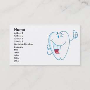Smiling Clean Tooth Cartoon Character Thumbs Up.ai Business Card