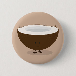 Smiling coconut 6 cm round badge
