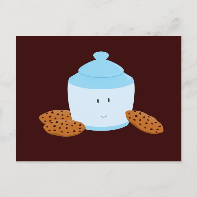 Smiling cookie jar with cookies around it postcard (Front)