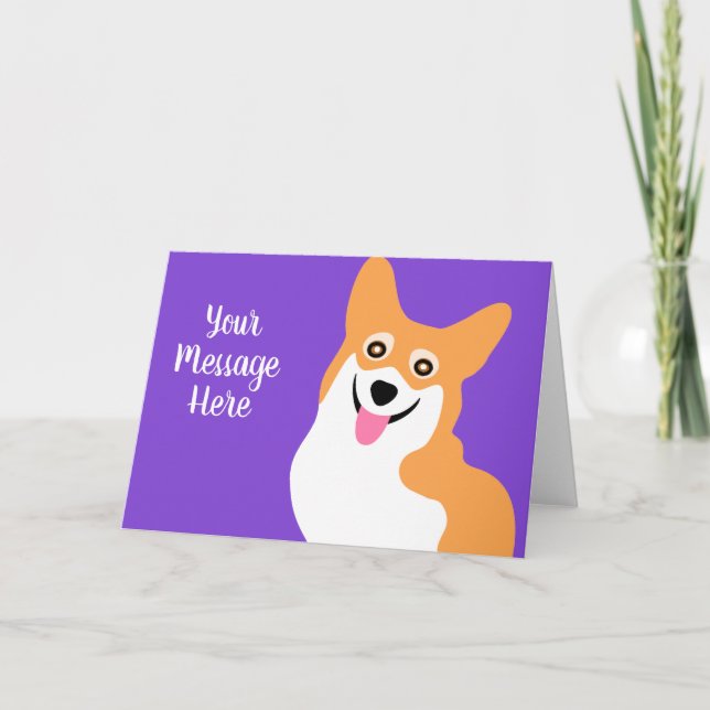 Smiling Corgi Birthday Custom Text Card (Front)