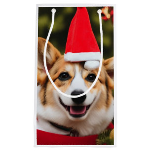 smiling Corgi christmas fun  Small Gift Bag