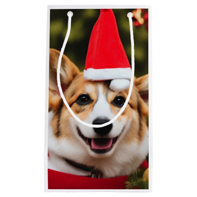 smiling Corgi christmas fun  Small Gift Bag (Front)