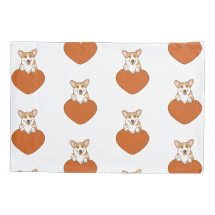 Smiling Corgi With Heart Pillowcase