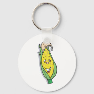smiling corn character key ring