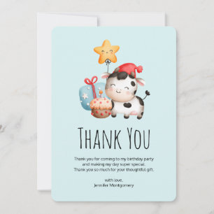 Smiling Cow Cute Adorable Birthday Thank You Card