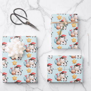 Smiling Cow Cute Adorable Birthday Wrapping Paper Sheet