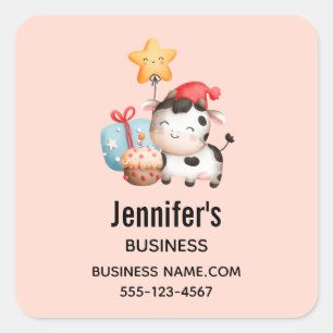 Smiling Cow Cute Adorable Party Business Square Sticker