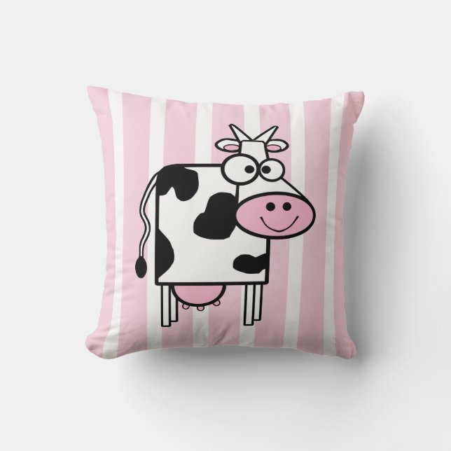 Smiling Cow Girly Animal Print Cushion (Front)