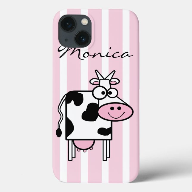 Smiling Cow Girly Animal Print Monogrammed Case-Mate iPhone Case (Back)