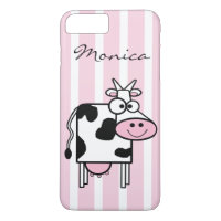 Smiling Cow Girly Animal Print Monogrammed