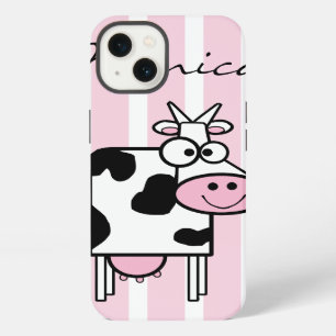 Smiling Cow Girly Animal Print Monogrammed iPhone Case