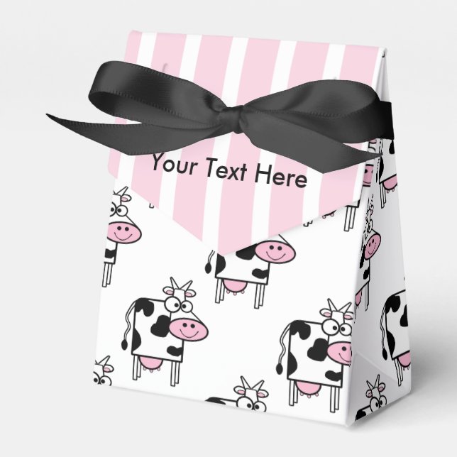 Smiling Cow Girly Animal Print Personalised Favour Box (Front Side)