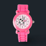 Smiling Cow Girly Animal Print Watch<br><div class="desc">A fun girly animal print design with a smiling cow against a wide striped background in pink and white.</div>