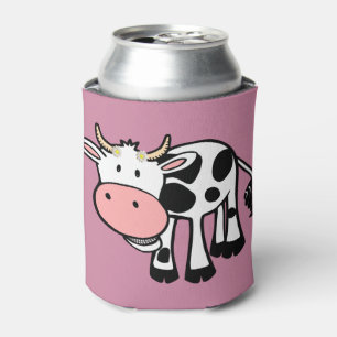 Smiling Cow with Daisies Can Cooler