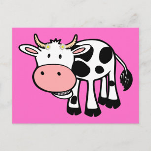 Smiling Cow with Daisies Postcard