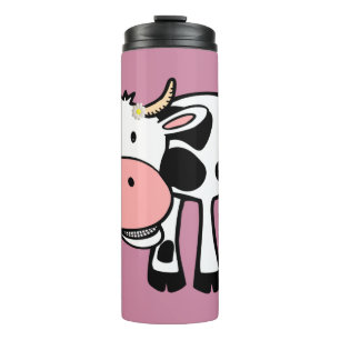 Smiling Cow with Daisies Thermal Tumbler