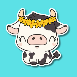 Smiling Cow with Flower Crown Waterproof 