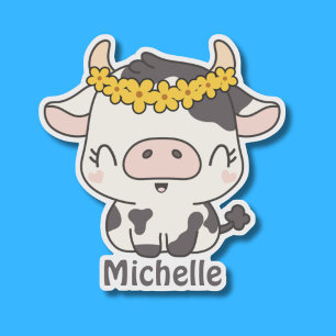 Smiling Cow with Flower Crown Waterproof 