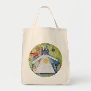 Smiling Creauture Hug Sun Abstract Art Tote Bag