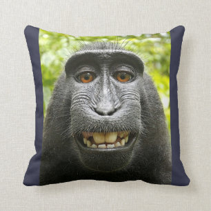 Smiling Crested Macaque Cushion