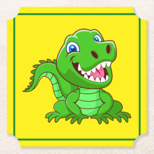 Smiling Crocodile Cartoon-64836 Paper Coaster