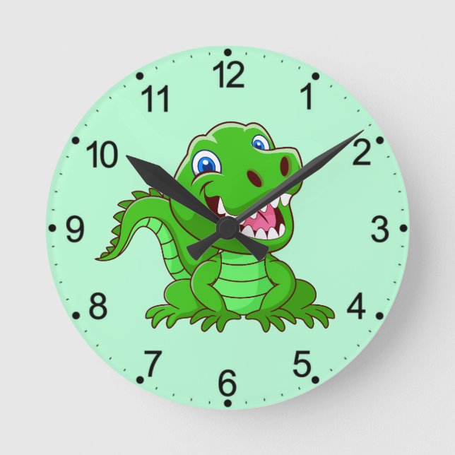Smiling Crocodile Cartoon-64836 Round Clock (Front)