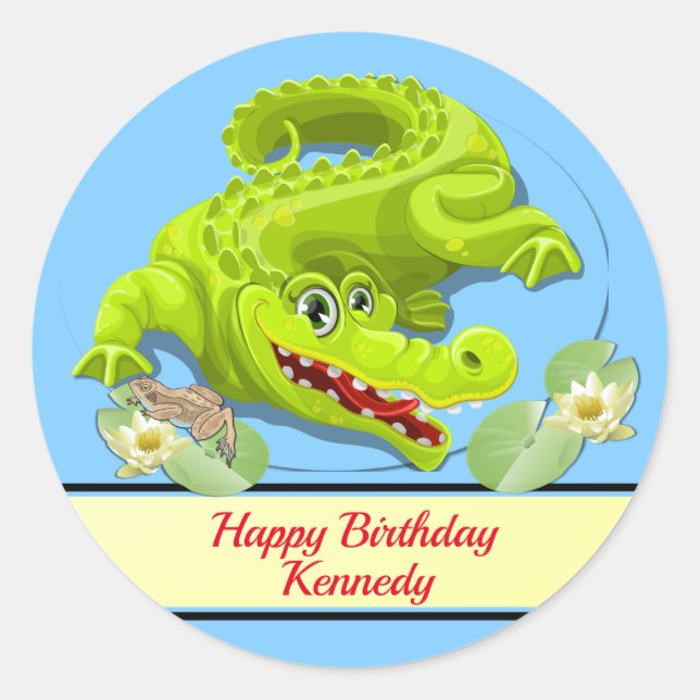 Smiling Crocodile Classic Round Sticker (Front)