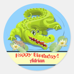 Smiling Crocodile Classic Round Sticker