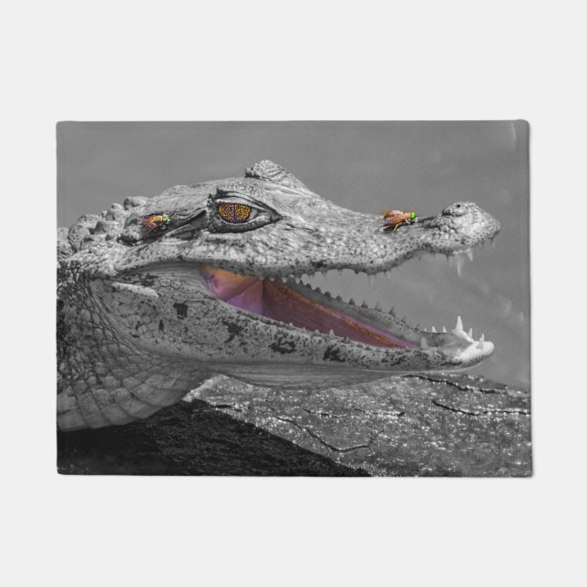 Smiling crocodile in Tortuguero - Costa Rica Doormat (Front)