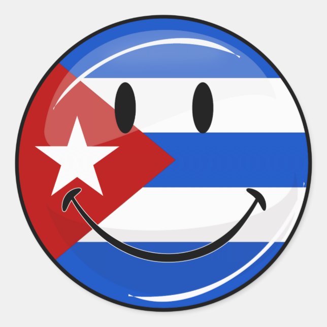 Smiling Cuban Flag Classic Round Sticker (Front)