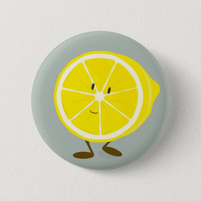 Smiling cut lemon 6 cm round badge (Front)