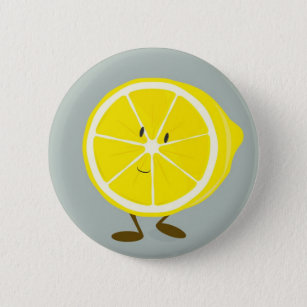 Smiling cut lemon 6 cm round badge