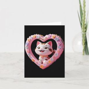 Smiling Cute cat with Heart Funny Unisex Design Card