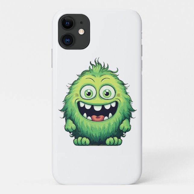 Smiling Cute Green Monster Cartoon Case-Mate iPhone Case (Back)