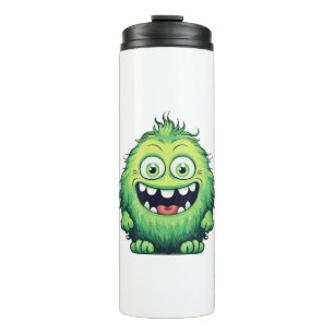 Smiling Cute Green Monster Cartoon Thermal Tumbler