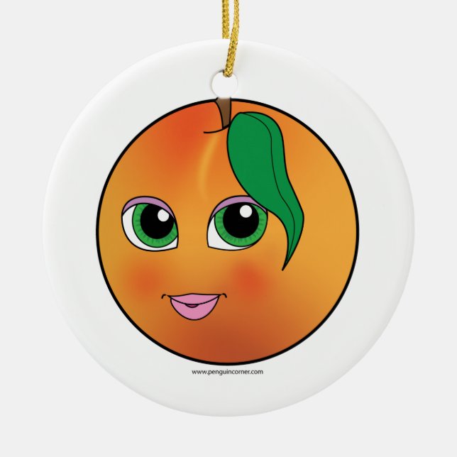 Smiling Cute Peach Ornament (Front)
