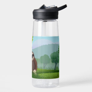 Smiling Cute Sloths Monogrammed Water Bottle