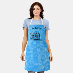Smiling Cute Snail blue tie Dye Patterned Shell Apron
